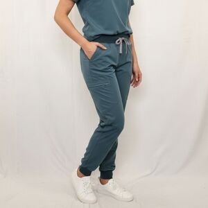 FIGS Zamora High Waisted Jogger Scrub Pants Bottoms Blue Green Size Medium